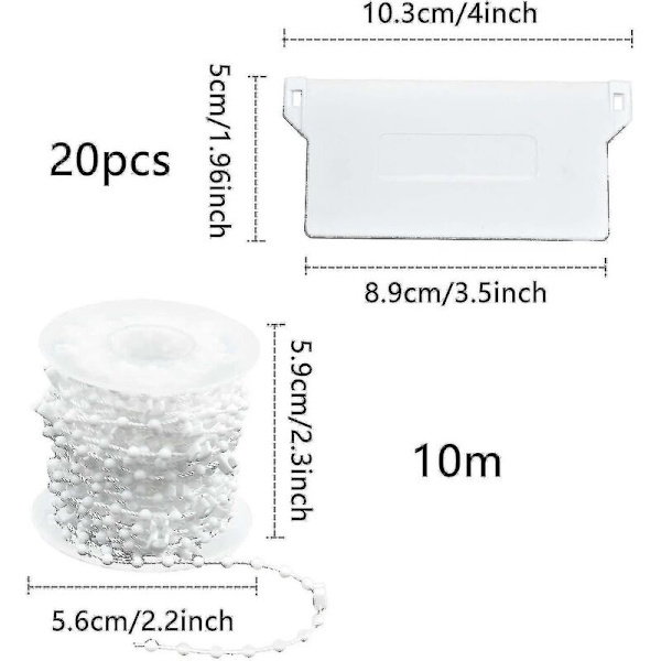 20 st vertikala persienner nedre lameller vikt 89 mm (3,5 tum) x 10 m persienner reparationskit vit