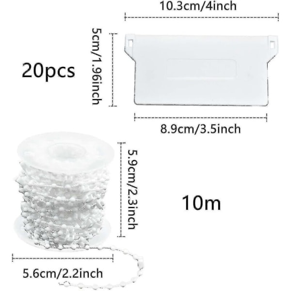 20pcs Vertical Blinds Bottom Slats Weight 89mm (3.5") X 10m Blind Repair Kit White