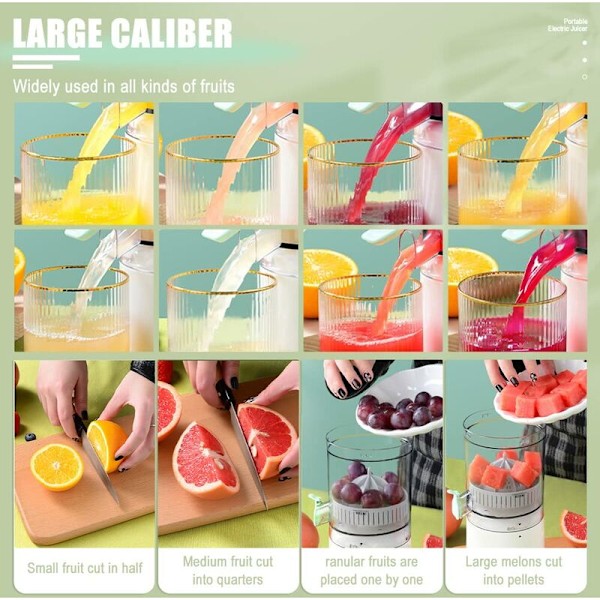 Multifunktionell Elektrisk Citruspress, Högavkastande Apelsin Citron Juice Extractor Press Grapefrukt Bärbar USB Laddningsbar Sladdlös Fruktpress för