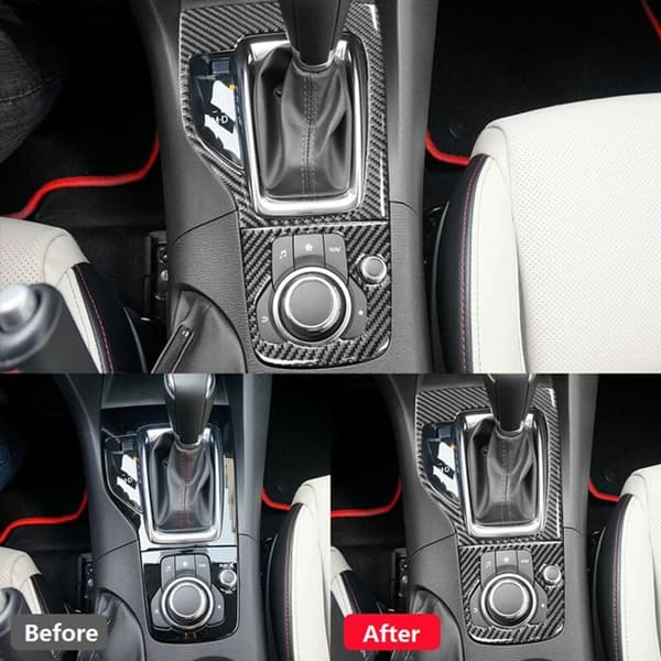 Fiber Gear Shift Knob Panel Cover Trim Sticker til 3 Axela 2014 2015 2016 2017 Tilbehør (LHD)