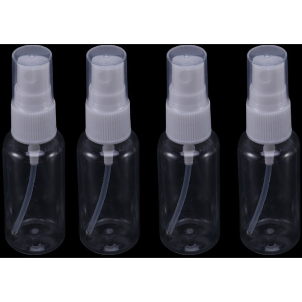 20 st 30 ml (1 oz) genomskinliga plastsprayflaskor, bärbara påfyllningsbara sprayflaskor för resor, rengöring, eteriska oljor