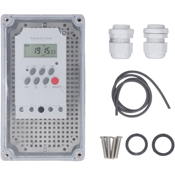 Svømmebassengpumpetimer Vanntett Digital Boks Programmerbar Tidskontrollbryter for Varmer Spa Motor AC 220V