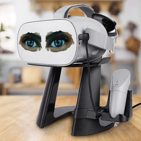 AMVR VR-stativ 3D Virtual Reality Headset Glass Display Stand, VR Headset Station med USB-kabel for lading og plassering med kontroller