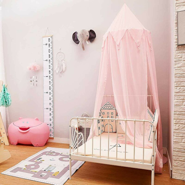 Barnvagn Baldakin Baby Baldakin Säng Chiffon Baby Spjälsäng Dekorativ Baby Myggnät Walk-in Closet Inomhus Utomhus Lek Läsrum (Rosa)