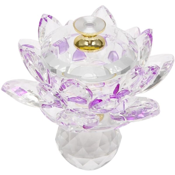 Glass Lotus Metall Lysestaker Feng Shui Dekor Lysvarmer Lysestake Lysestaker-Lilla