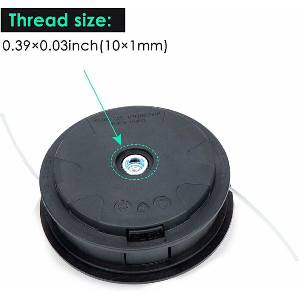 Load E Go -pää, OLEOMAC, 130 MM, M 10X1.25 F, Universaali metalliharjapää, sopii kaikkiin Sthil, Husquarna, Stiga -harjapäihin