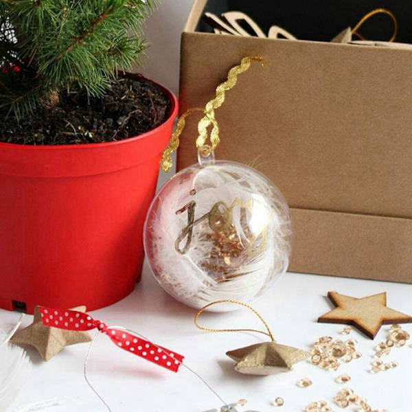 24 bollar/parti DIY 70 mm julgranshänge boll klar transparent plastfylld boll prydnad