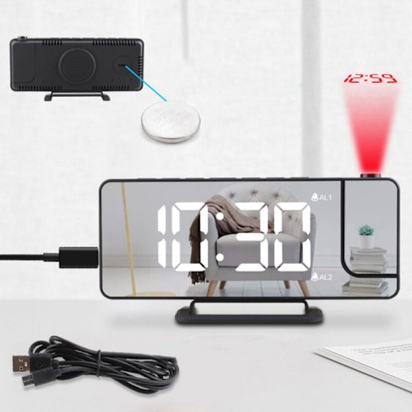 Digital Alarm Projektionsbordur, Elektronisk Digital Termometer Grænse Husholdning