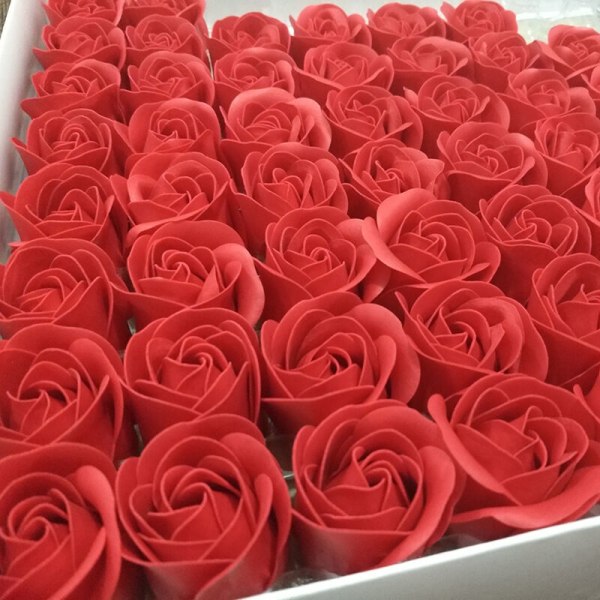 81 st rosa tvålar - Rosdoftande tvålar i presentförpackning - för bröllop, Alla hjärtans dag ——Röd