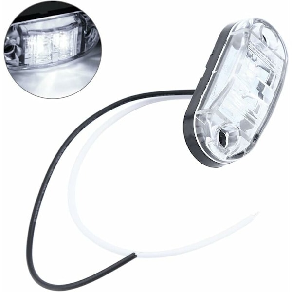 Gummibelagt Sidemarkerlys 4X 2 LED Tilhenger Caravan Sidemarkerlys Vanntett Klaringslys 12V 24V for Bil Auto Lastebil (Hvit) tilhenger klaring