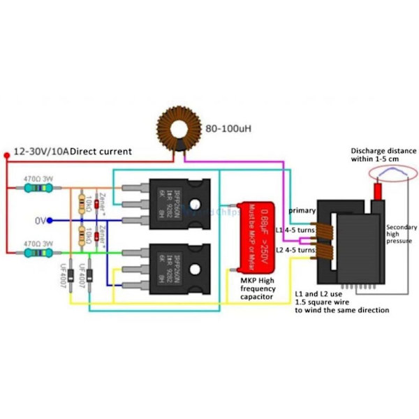 250W 15A DC12-30V ZVS-spole Flyback-drivrutin/tändspole/SGTC/Marx-generator med fläktar