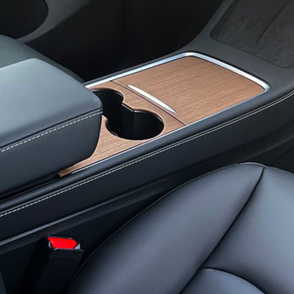 Beskytter til bilens centrale kontrolpanel til Model 3 / Y ABS træstruktur plaster, auto interiør tilbehør