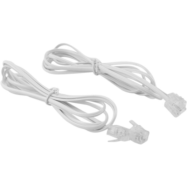 SODIAL(R) 2 st vita 6P2C RJ11 hane till hane 5 mm bredd telefonkabel 1M 3,3Ft