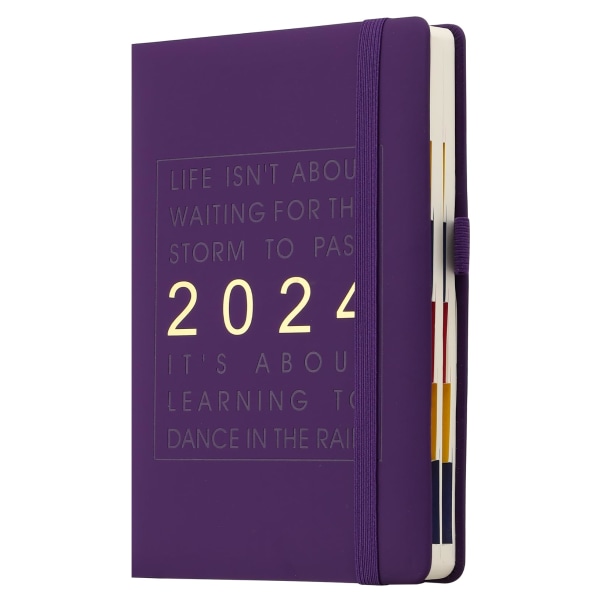 2024 A5 dagbok vecko- och månadsplanerare 316 sidor (lila) Purple
