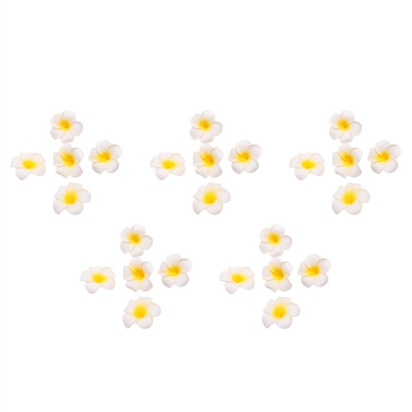 500 st. Vita Skumkonstgjorda Hawaiianska Frangipani Plumeria Blomsterblad Hårklämma Hatt Krona DIY Bröllopsdekoration 5cm