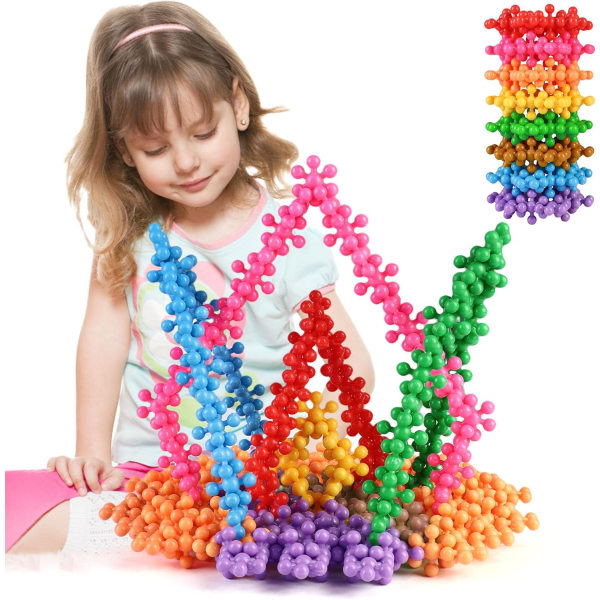 Barneleker Pedagogiske plater sett sammenlåsende solid plast for førskolegutter og jenter i alderen 3+, trygt materiale Kreativitet 200 stykker Bygg B