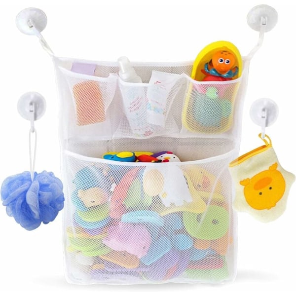 Badekar Bruse Badelegetøjs Opbevaringsnet - Baby Legetøjsnet + GRATIS 4 Robuste Klæbende Kroge