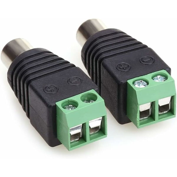 RCA hunnkontakt, Phono RCA hunnkontakt til lyd/video skruekontakt adapter for CCTV sikkerhetskamera (2-pakning)