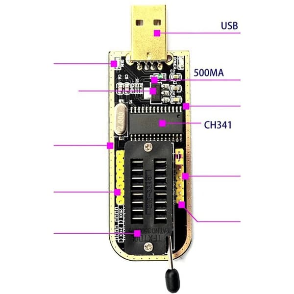 CH341A USB Programmer Hovedkort Ruting LCD BIOS/FLASH/24/25 Hovedkort