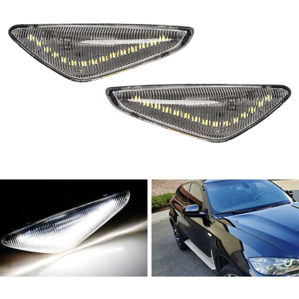 Hvid bil linse LED sidemarkering lys samling fender side til X3 X5 X6 lamper markering klar