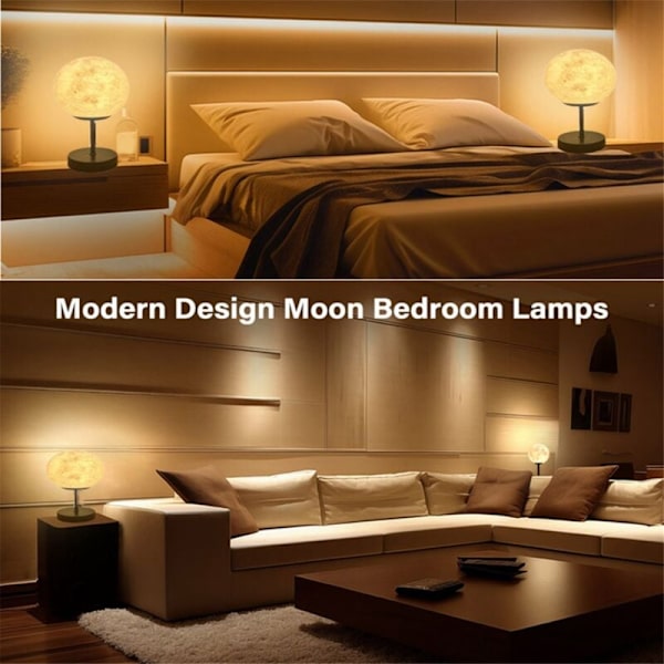 3D Månelampe Dimbar Nattbord Liten Moderne Soverom Nattbord LED-skrivebord