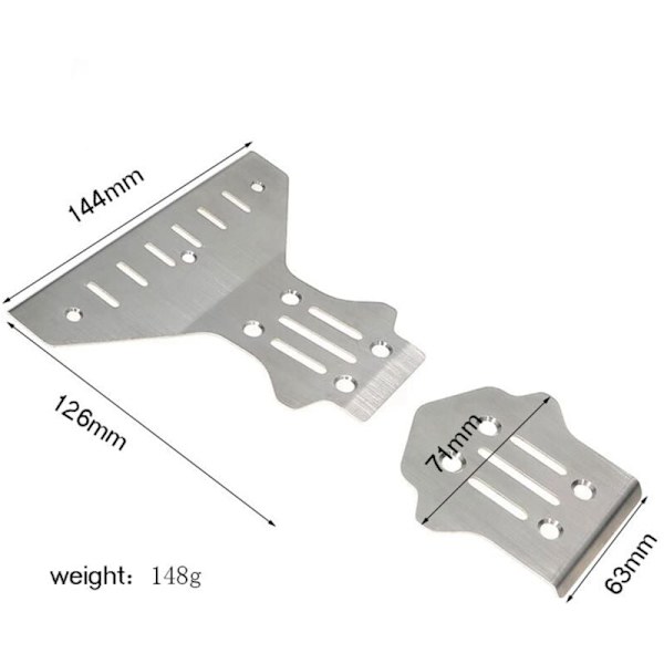 Rustfritt stål chassis og bakre rustning beskytter for Motor KM 1/7 RC bil oppgraderinger deler