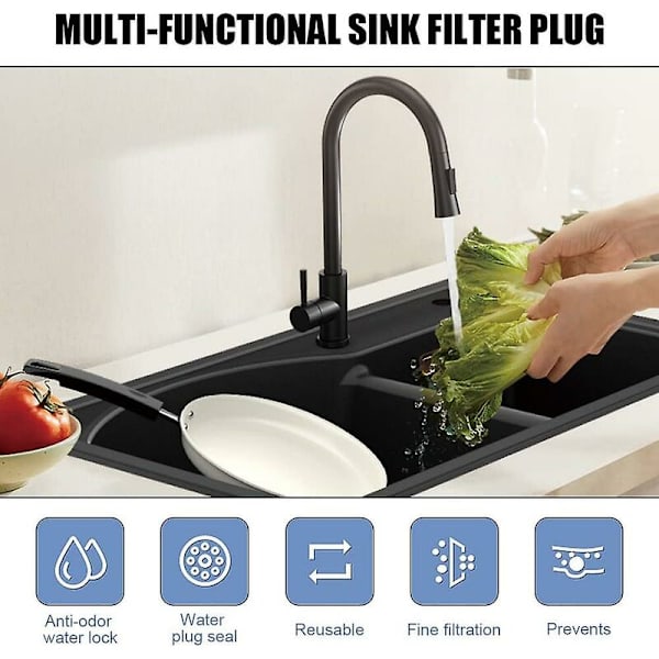 Köksho Strainer, 5-pack 2-i-1 Silikonskydd, för Badkar, Handfat, Kök, Badrum