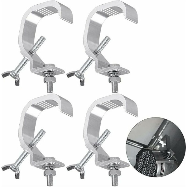 Scenebeleggingsklemme - Sklisikker støpt aluminiums scene lampe kroksett for bevegelig hodelys 4 stykker