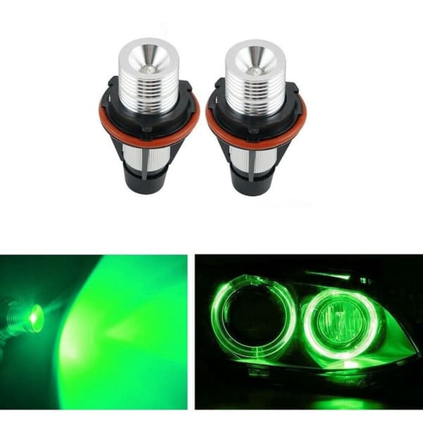 7000K Grønne LED-pærer Halo Marker Eyes D' til E39 E53 E60 E63 E64 E66 E87 5 6 7 X3 X5 [Pakke med 2 stk. Serie]