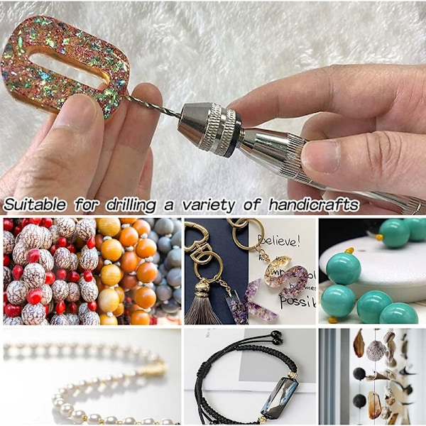 Mini Handborr med 10 Mikroborr 0,8mm-3,0mm Vridborr Mini Mikro Handborrverktyg för Modell Valnöt Amber Oliv Nötter