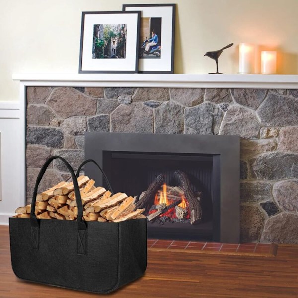 Logpose, Foldbar Pejs Kurv, 50x25x25cm Multifunktionel Indkøbspose, Indendørs Opbevaring af Brænde Aviser Legetøj Indkøb