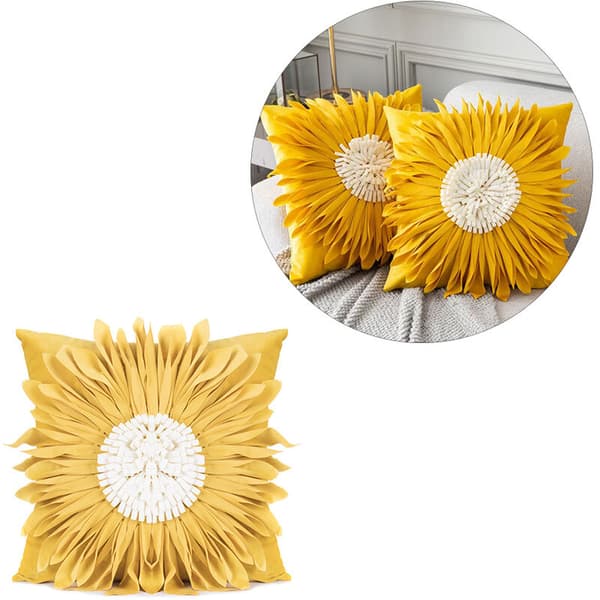 3D handgjorda blommor sammet krysantemum kudde dekor kuddfodral soffa kudde ()