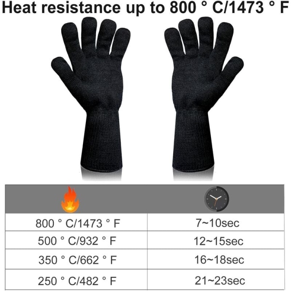 1 par grillhandskar Anti-Heat Glove Universal Storlek Grill - Kökshandskar Motstår Upp till 500°C Ugnshandskar för BBQ, Grillning, Bakning, Öppen spis, W
