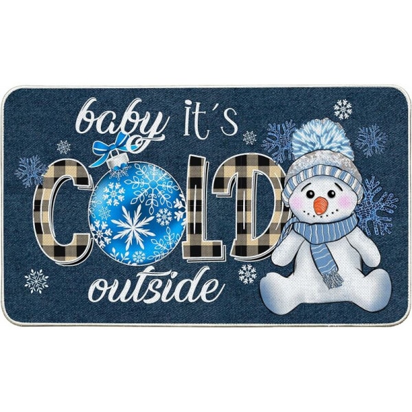 Baby It's Cold Burlap Utendørs Dørmåtte, Sklisikker Matte for Hjemmedekor, Denim Blå, 50x80cm