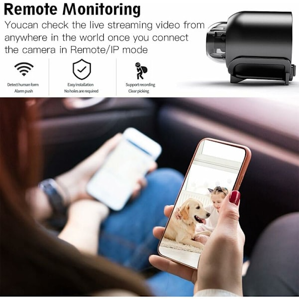 Mini WiFi IP-kamera, 1080P Övervakningskamera, Mini WiFi-kamera, Nattseende Övervakningskamera med Rörelsedetektering Fjärrövervakning
