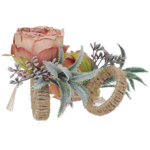 8 st. Konstgjorda Rosblommor Servett Ring Spänne Hållare (Rosa)