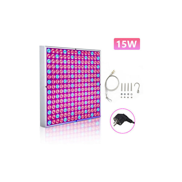 15W Full Spectrum LED Växtlampa Odling Blomning Växtlampa LED Växtlampa LED Växtlampa Inomhus Odlingspanel för Växttillväxt - Silver