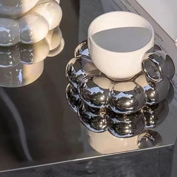 Blomster Kaffe Kopp og Skål Sett Søt Kopp og Skål Sett Keramisk Kaffe Kopp med Skål Solsikke Latte Kopper 6.7 Oz Himmelblå