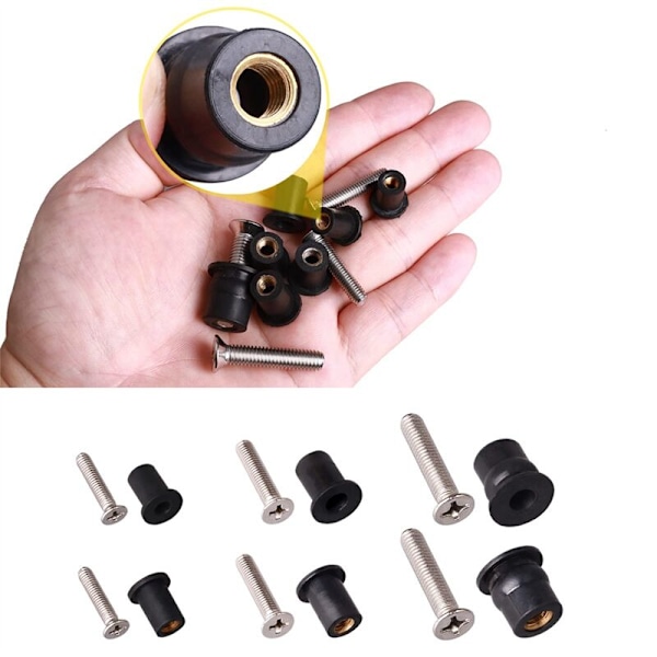 36 Par Neoprene Velnødder /M5/M6 med Rustfrit Stål Skruer Gummi Nødder Kajak Bolte Kobber Messing Sæt