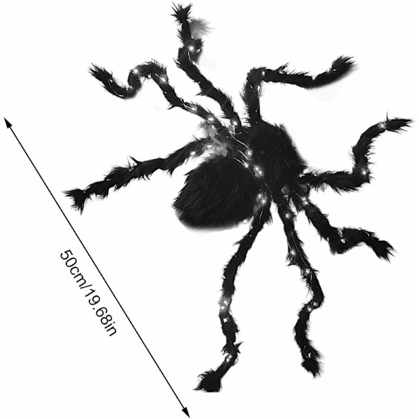 Hämähäkkien Halloween-koristeet Mustat Karvaiset Hämähäkit Purppuralla LED-Valolla, Halloween Ulkokoristeet Hämähäkkien Rekvisiitat Pihalle, Puutarhaan, Nurmikolle