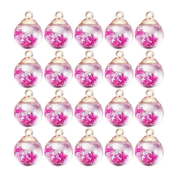 20 stk stjerneglasskule stjernecharm anheng glitter paljetter DIY håndverk for ørepynt halskjede armbånd 1