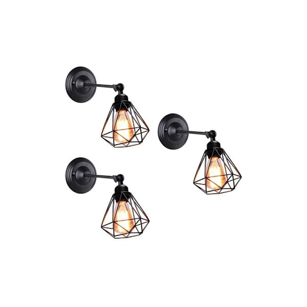 3x Industrielt Vægskænkedesign Justerbar Diamantburform Metal Loftlampe Armatur til Stue Soveværelse Spisestue (Uden pære)