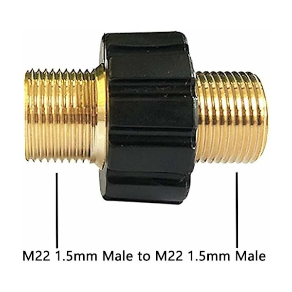 1 Hurtigkobling Slange Adapter, Rengjøringstilbehør, Høytrykks Vannpistol, Høytrykksspyler, M22 x 1.5 Dobbelthode Kompatibel med Karcher, Karcher H
