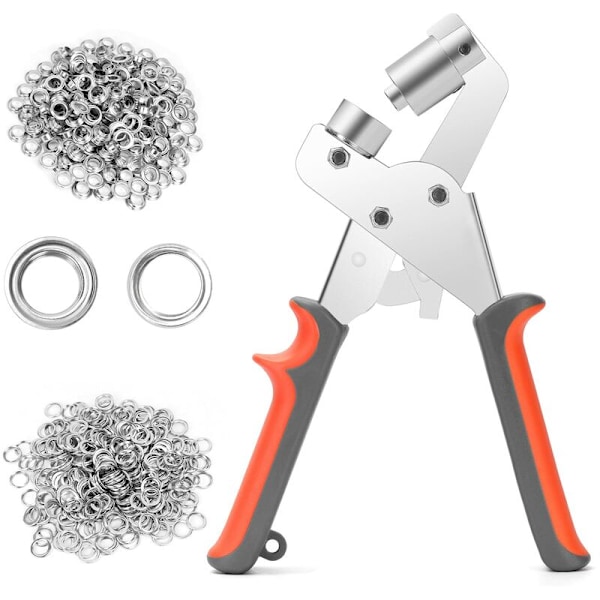 Silmäletkujen puristimet 500 hopeisella silmäletkulla 3/8 (10 mm) nahalle, nahkahihnalle, kankaalle, vaatteille, PVC:lle, pressuhuoville, laukuille ja koteloille