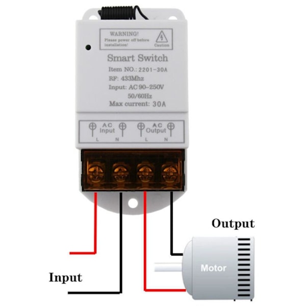 Tehokas AC90-250V 30A 433MHz RF-kaukosäädin kytkinrele vastaanotin ja lähetin pumpun ohjaukseen