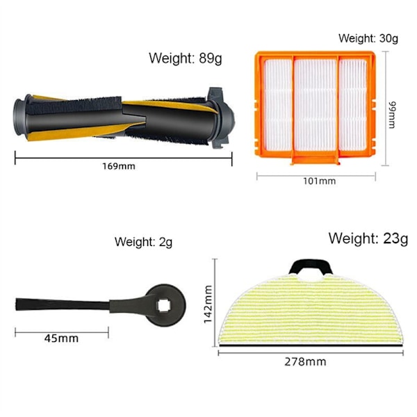 For AV2001WD RV2001WD RV2002WD Hovedsidebørste Moppklut Robotstøvsuger Tilbehør Del