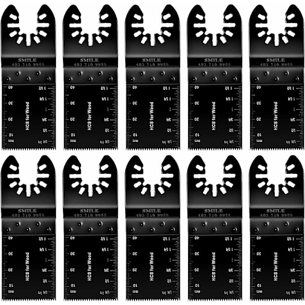 10 st Oscillerande Sågblad, Universala Oscillations Sågblad i Kolstål, Oscillations Multiverktyg Sågblad för Skärning av Trä, Plast, 34 mm