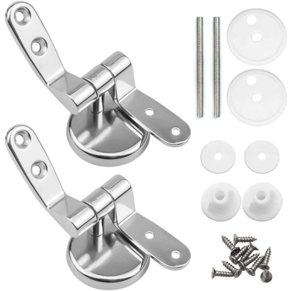 Toalettlock, 2-pack, ersättnings gångjärn för toalettlock med fästen i zinklegering
