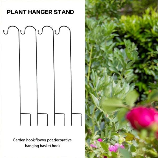4 stk. 90 cm Hyrdestav Havejord Plante Støtte Lanterne Pæl til Udendørs Hængende Planter Kurv Hanger Lys