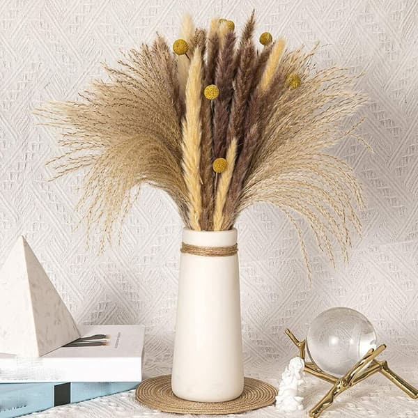 Torkade Pampasgräs Bukett, 65 Stycken Pampasgräs Boho Dekor, Torkade Phragmites Blommor, för Bröllopsfest Prydnader